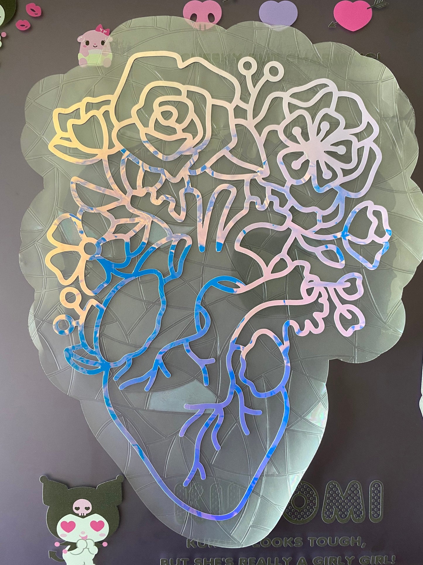 Anatomical Heart with Flowers Sun Catcher/ Rainbow Maker Window Cling